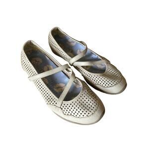 Vtg Skechers Y2k Cream Ballet Sneaker Mary Jane Sneakerina Sporty Flats Size 7.5